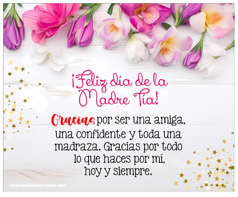 Frases Feliz día de la Madre Tía tarjetas día de la madre