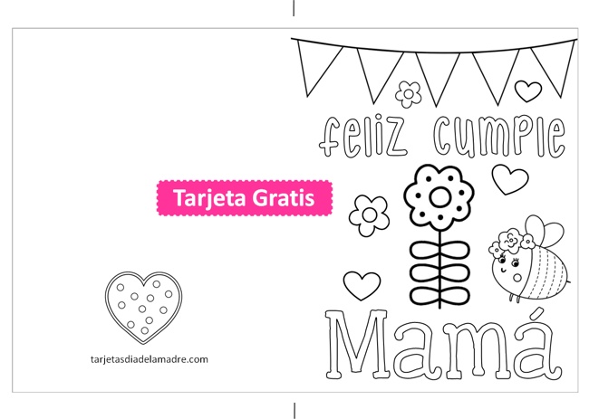 Tarjetas De Cumplea Os Para Colorear Para Mam Tarjetas D A De La Madre